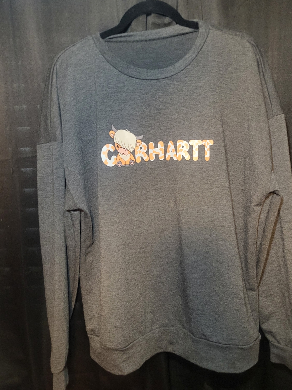 Gray Crewneck Sweatshirt with Orange Accent Graphic